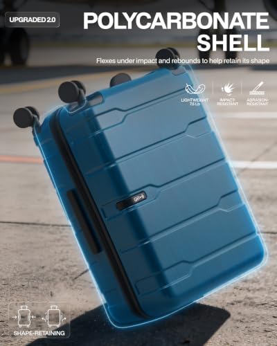 Coolife Carry On Luggage Hardside Suitcase with Spinner Wheels, 20in - color: Caribbean Blue-New2.0, size: Carry On(20in)