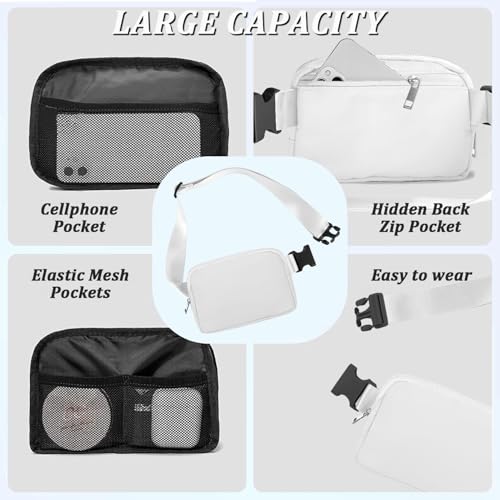 Fanny Pack for Women and Men, 1L Mini Nylon Belt Bag, White - color: White