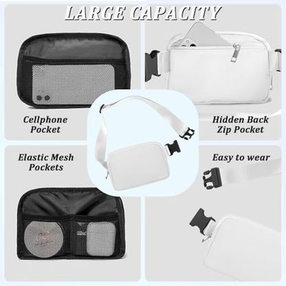 Fanny Pack for Women and Men, 1L Mini Nylon Belt Bag, White - color: White