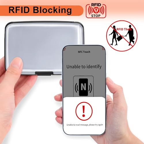Mayski 2 Pack Credit Card Holder for Women RFID Blocking Wallet, Silver - color: Silver