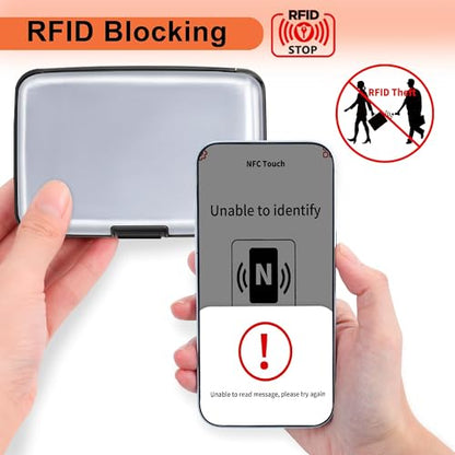 Mayski 2 Pack Credit Card Holder for Women RFID Blocking Wallet, Silver - color: Silver