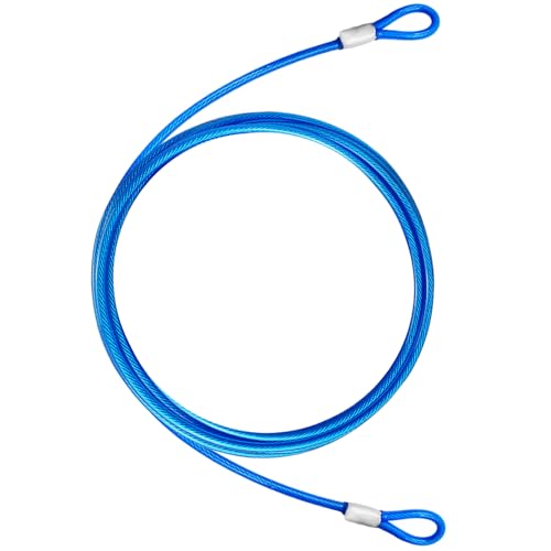 4.7mm(3/16") Steel Security Cable with Loops, Bike Lock Cable, 1Pack - color: Blue, size: 30FT-(1Pack)