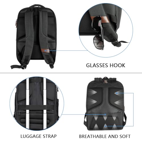 KROSER Laptop Backpack Computer Backpack 17.3 Inch for Men-Charcoal Black - color: Charcoal Black