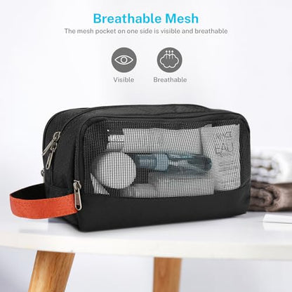 Gonex Travel Toiletry Bag for Men, Water Resistant Dopp Kit for Toiletries - color: Black & Orange
