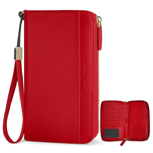 Large Wallet for Women, Clutch Wallet with Passport Holder - color: Red