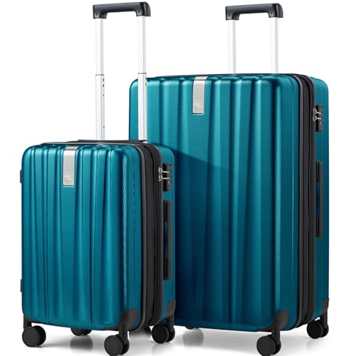 Hanke Expandable Hard Shell Luggage Sets, 2 Piece, 20/29 Inch - color: Caribbean Blue, size: 2 Pc Set EXT (20/29)