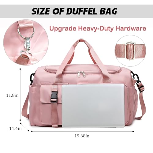 Eslcorri 42L Gym & Travel Duffel Backpack with Shoe & Wet Compartment, Pink - color: 42L-Pink