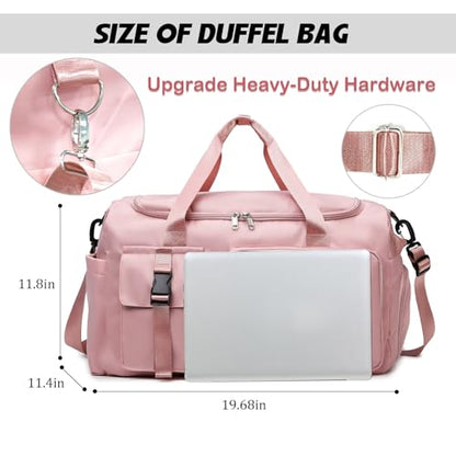 Eslcorri 42L Gym & Travel Duffel Backpack with Shoe & Wet Compartment, Pink - color: 42L-Pink