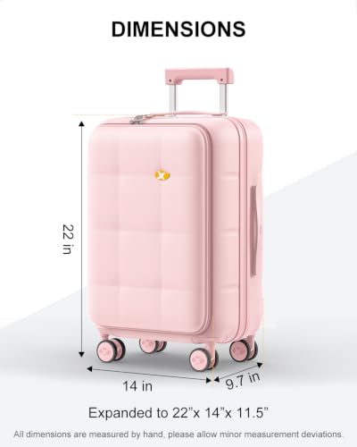 MGB Hardside Carry On Luggage, 20 Inch Front Open Expandable Suitcase - color: Peach Pink, size: 20 Inch - Carry On