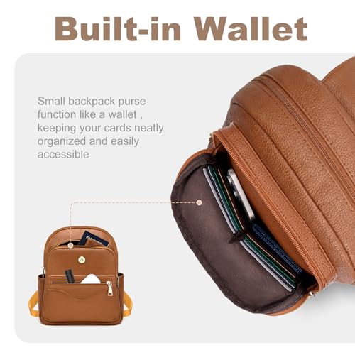 SYTRAH Mini Backpack Purse for Women, Small Travel Casual Daypack Brown - color: Brown