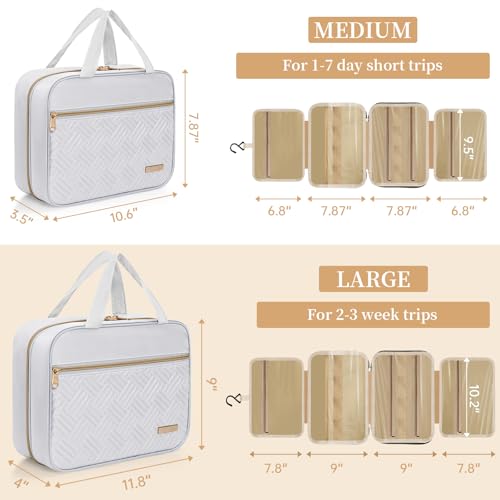 Hanging Travel Toiletry Bag Women & Men Water Resistant Makeup Bag - color: White, size: Medium