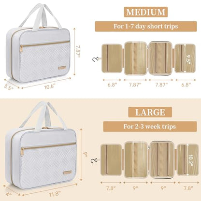 Hanging Travel Toiletry Bag Women & Men Water Resistant Makeup Bag - color: White, size: Medium