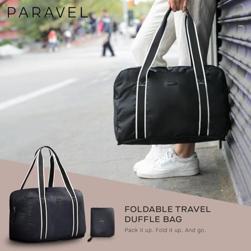 Foldable Duffle Bag for Travel | Lightweight, Water-Resistant, Multifunctional Carry On Bag | Sustainable and Durable Nylon - color: Derby Black