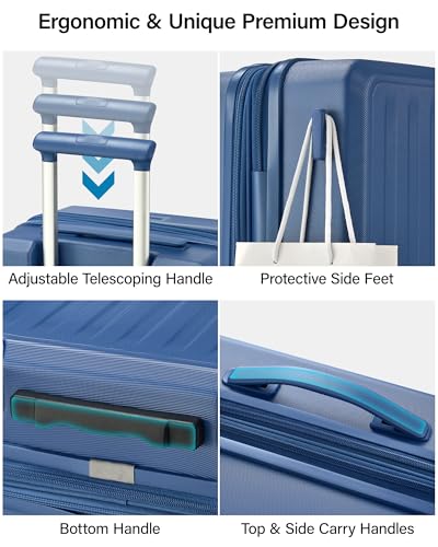 MILADA Hard Shell Carry On Suitcase, 20 Inch Expandable Luggage, Blue - color: Interstellar Blue, size: Carry On 20 Inch