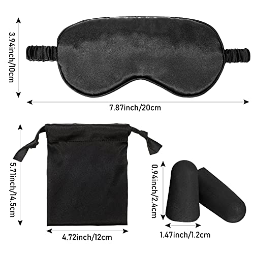Geyoga Silk Satin Sleep Mask with Ear Plugs, Blindfold,Black, Gray - color: Black, Gray