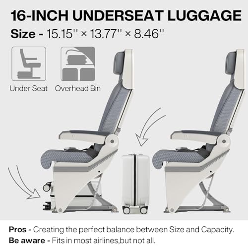 mixi Underseat Carry on Luggage 16 Inch Hardshell PC Suitcase with Spinner Wheels TSA Lock for Travel, Smoke White - color: Smoke White TSA2, size: 16-inch