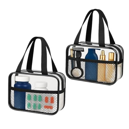 XEWEA 2PCS Small TSA Approved Clear Travel Toiletry Bags for Men Women, - color: 2PCS Small