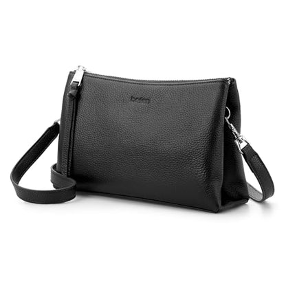befen Genuine Leather Crossbody Bags for Women, Small RFID Leather Purses - color: Black