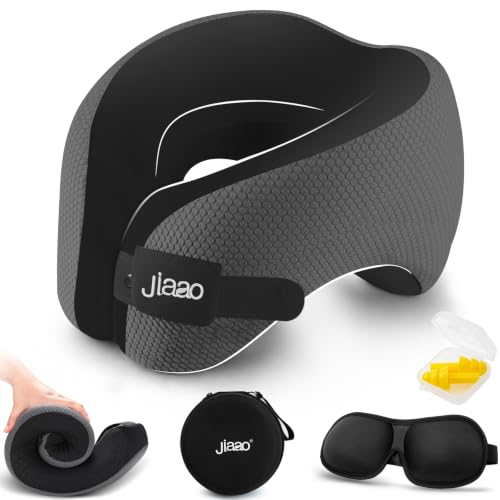 Ergonomic Travel Pillow,100% Memory Foam Travel Neck Pillow for Airplanes
