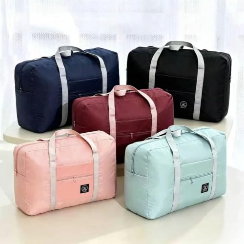 5pcs Foldable Travel Duffel Bag, Lightweight Waterproof Carry,5Colors - color: Red,Black,Pink,Blue,Sky Blue