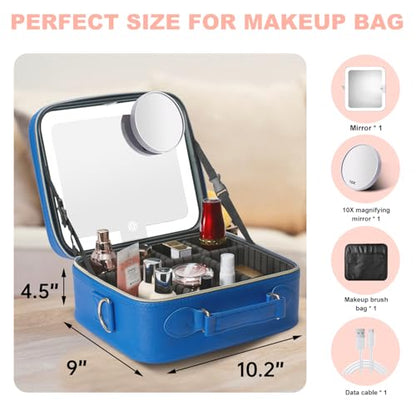 Mocado Travel Makeup Bag with Mirror Makeup Case with 10x Magnifying Mirror - color: Blue