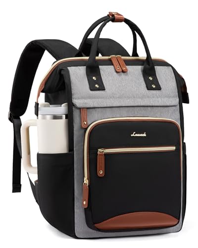 LOVEVOOK Laptop Backpack Women, 15.6 Inch Work Backpack - color: Black-grey, size: 15.6INCH