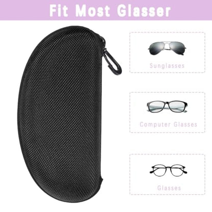 3pcs Sunglasses Case Box, Travel Zipper Hard Shell Eyeglasses Case Scratch Resistant Glasses Hook Glasses Organiser - color: Black Blue Red