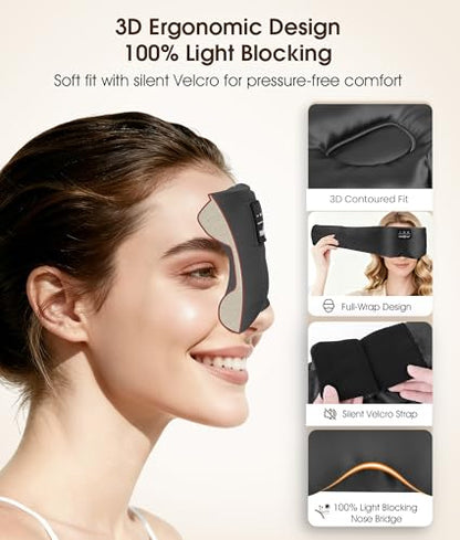 MUSICOZY Luxury 3D Silk Sleep Mask Bluetooth 5.4 Headphones - color: Midnight Black