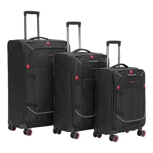 Spyder Freestyle 3 Piece Expandable Softside Luggage Set with 360° Spinner Wheels (22 Inch Carry-On, 26 Inch Checked, 30 Inch Checked), Black - color: Black, size: 3-Piece Set