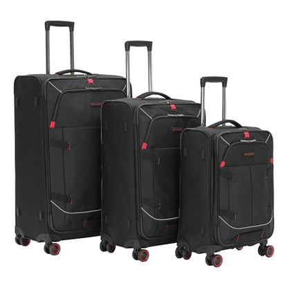 Spyder Freestyle 3 Piece Expandable Softside Luggage Set with 360° Spinner Wheels (22 Inch Carry-On, 26 Inch Checked, 30 Inch Checked), Black - color: Black, size: 3-Piece Set
