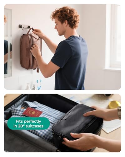 BAGSMART Medium Toiletry Bag for Men, PU Leather Water Resistant, Green - color: Green, size: Medium-5L