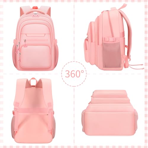 PRAGARI Cute Backpack for School Girls Aesthetic Backpack College Bookbag - color: Pink