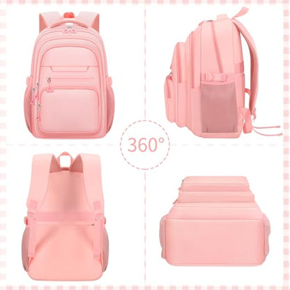 PRAGARI Cute Backpack for School Girls Aesthetic Backpack College Bookbag - color: Pink