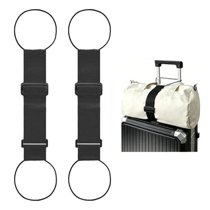 2 Pack Multi Use Strong Adjustable Luggage Connector Straps for Suitcases - color: Black