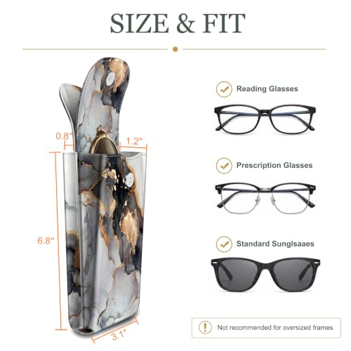 FINTIE Double Glasses Case with Carabiner Hook, Vegan Leather Eyeglass Case - color: Cloudy Marble