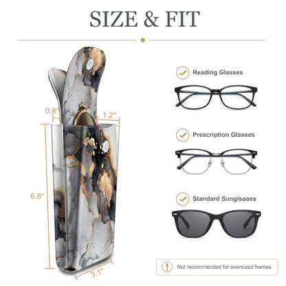 FINTIE Double Glasses Case with Carabiner Hook, Vegan Leather Eyeglass Case - color: Cloudy Marble