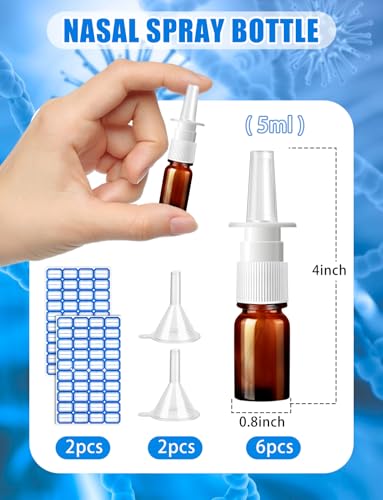 10 Pcs Nasal Spray Bottle Glass Empty Refillable, 5ML/0.17OZ - color: Brown 10Pcs