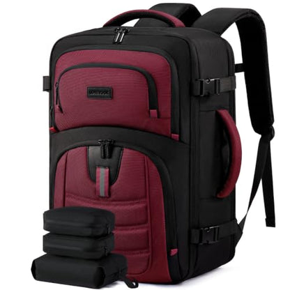 LOVEVOOK 40L Travel Backpack for Men - Airline Approved Carry On Backpack - color: Black & Red, size: 40L-17inch
