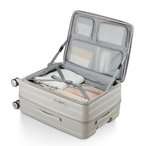 TRAVELEO 4 Piece Expandable Hardshell Pink Luggage Sets with Spinner Wheels, Lightweight Travel Suitcase Set with TSA Locks, 20 inch Carry On for Women (Light Beige, 3 Piece Set) - color: Light Beige, size: 3 Piece Set