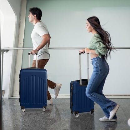 Karl home Luggage Sets 3 Piece, ABS Hardside Suitcase Set with Double Spinner Wheels & TSA Lock for Travel Business, 3-Piece Set (20/24/28), Navy Blue - color: Navy Blue, size: 3 Piece Set (20/24/28 Inch)