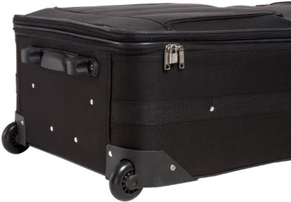 Rockland Fashion Softside 4 Piece Luggage Set, Expandable, (14" Tote/19"/24"/28"), Black - color: Black, size: 4 Piece (28"/24"/19"/14" Tote)