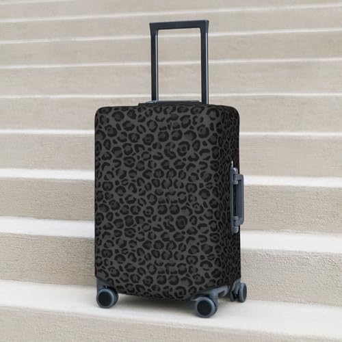 Leopard Print Black Luggage Suitcase Covers (Not Included Suitcase) Elastic Travel Luggage Cover With Zipper Anti-Scratch Travel Suitcase Protective Cover For Kid And Adult L (Fit 25-28 Inch Luggage) - color: Leopard Print Black, size: L (Fit 25-28 Inch L