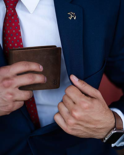 2 ID Window RFID Blocking Wallets for Men, Full Grain Leather Mens Bifold - color: A. Texas Brown Executive