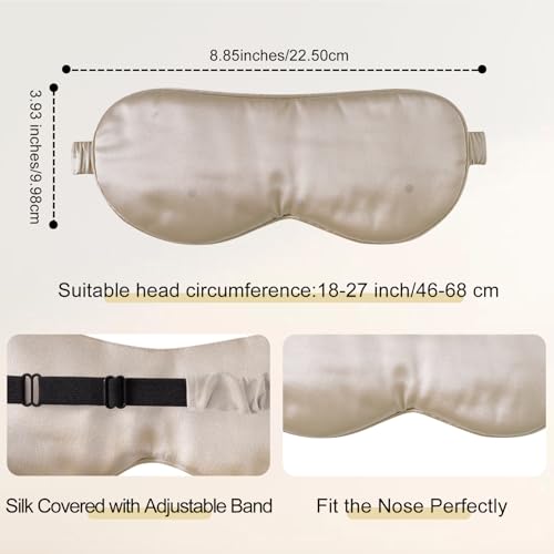 ZIMASILK Adjustable 100% 22 Momme Mulberry Silk Sleep Mask - color: Beige