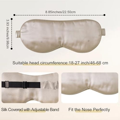 ZIMASILK Adjustable 100% 22 Momme Mulberry Silk Sleep Mask - color: Beige