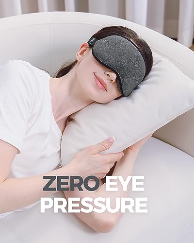 MZOO Luxury Sleep Mask, 3D Spacious for Long Lashes Blocking Light - color: M-gray (Black Edge)