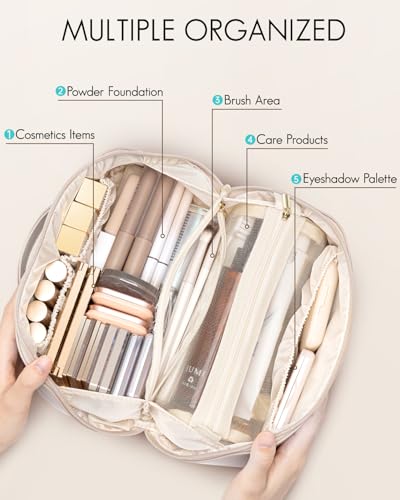 VLANDO Personalized Makeup Bag,Gifts for Women, Letter N,Off White - color: 14.White-N