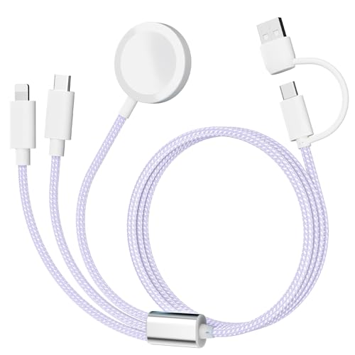𝐔𝐩𝐠𝐫𝐚𝐝𝐞𝐝 𝐑𝐚𝐩𝐢𝐝 𝐅𝐚𝐬𝐭 Charging USB C Watch Phone Charger 3 in 2 Cable, Compatible with Apple Watch Ultra SE Series 1-11, Universal Travel Multi Devices All in One Cord, 4FT/1.2M-Purple - color: Purple
