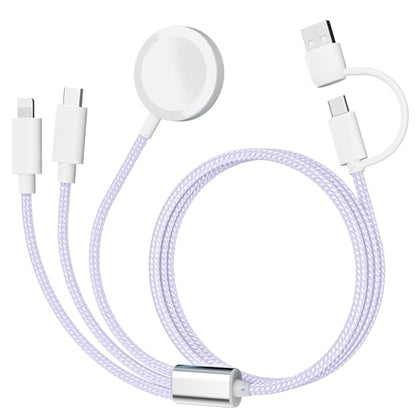 𝐔𝐩𝐠𝐫𝐚𝐝𝐞𝐝 𝐑𝐚𝐩𝐢𝐝 𝐅𝐚𝐬𝐭 Charging USB C Watch Phone Charger 3 in 2 Cable, Compatible with Apple Watch Ultra SE Series 1-11, Universal Travel Multi Devices All in One Cord, 4FT/1.2M-Purple - color: Purple