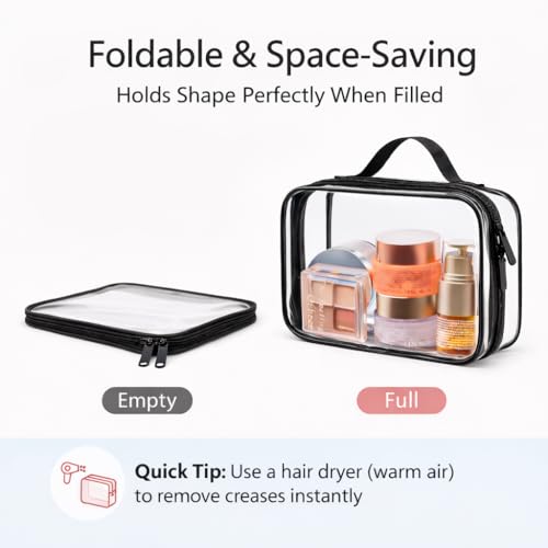 PACKISM Clear Makeup Bag Travel - TSA Approved Toiletry Bag, 2 Pack Black - color: 01 Elegant Black, size: Full Vacation (Mixed Sizes)